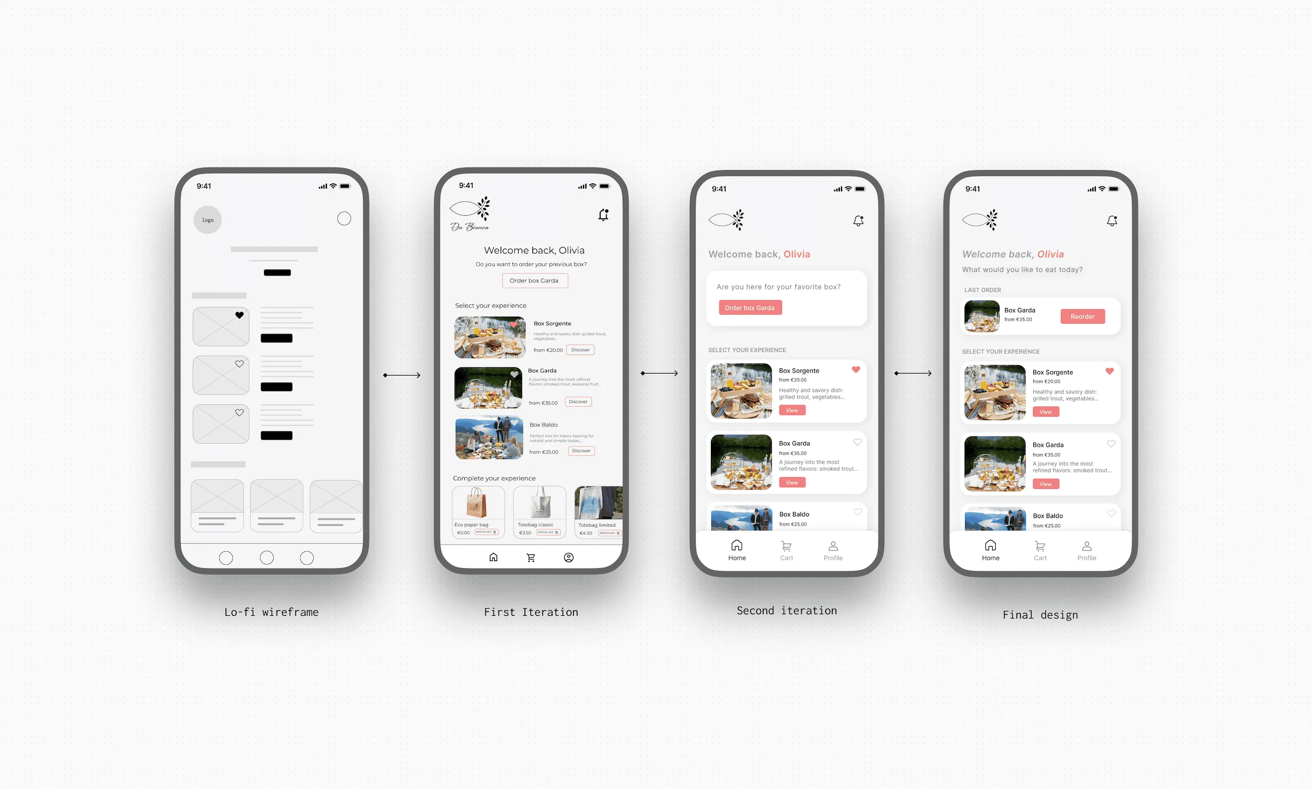 Da Bianca app design