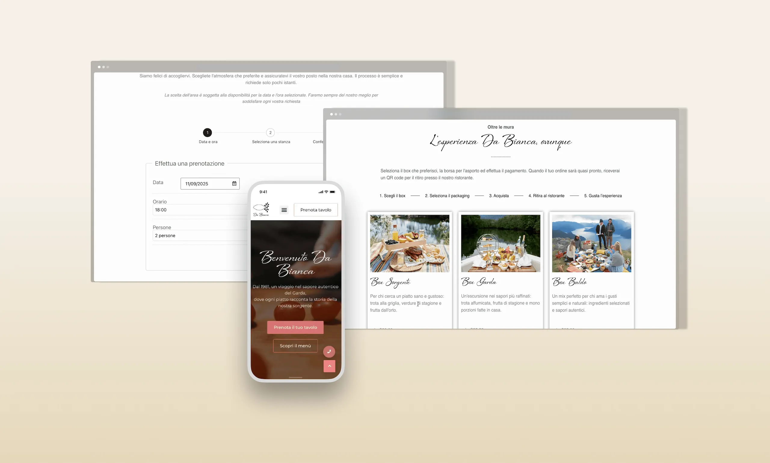 Da Bianca website mockup