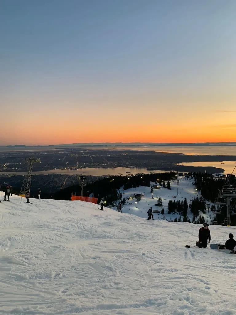Vittoria skiing the black pist of Grouse Mountain in Vancouver, Canada.